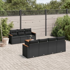 Set aus 8-teiligen Gartensofas und Kissen Kunstrattan schwarz von , Gartensets - Ref: Foro24-3258205, Preis: 550,74 €, Rabatt: %