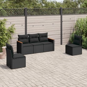 5-teiliges Gartenmöbel-Set und Kissen aus synthetischem Rattan schwarz von , Gartensets - Ref: Foro24-3258247, Preis: 333,99 ...