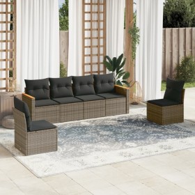 6-piece garden furniture set with gray synthetic rattan cushions by , Garden sets - Ref: Foro24-3258266, Price: 367,17 €, Dis...