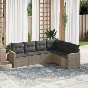 6-piece garden furniture set with gray synthetic rattan cushions by , Garden sets - Ref: Foro24-3258406, Price: 397,65 €, Dis...