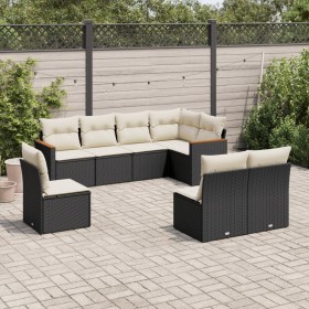 Set aus 8-teiligen Gartensofas und Kissen Kunstrattan schwarz von , Gartensets - Ref: Foro24-3258444, Preis: 469,47 €, Rabatt: %