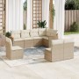 Gartensofa-Set mit beigen Kissen 8 Stück PE-Rattan von , Gartensets - Ref: Foro24-3258446, Preis: 621,93 €, Rabatt: %