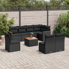 Set aus 8-teiligen Gartensofas und Kissen Kunstrattan schwarz von , Gartensets - Ref: Foro24-3258450, Preis: 584,12 €, Rabatt: %