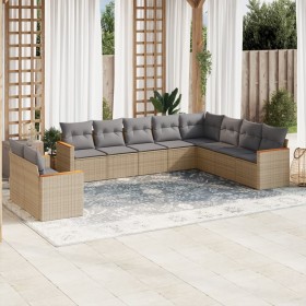 Gartensofa-Set mit beigen Kissen, 10-teilig, synthetisches Rattan von , Gartensets - Ref: Foro24-3258517, Preis: 742,53 €, Ra...