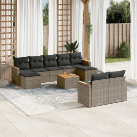 Set de sofás de jardín 10 pzas con cojines ratán sintético gris de , Conjuntos de jardín - Ref: Foro24-3258812, Precio: 610,0...