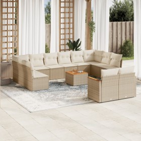 Set Gartensofas mit Kissen 13 Stück synthetisches Rattan beige von , Gartensets - Ref: Foro24-3258852, Preis: 972,99 €, Rabat...