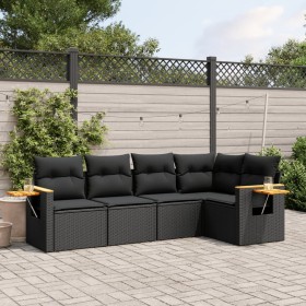 5-teiliges Gartenmöbel-Set und Kissen aus synthetischem Rattan schwarz von , Gartensets - Ref: Foro24-3259185, Preis: 374,99 ...