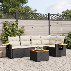 6-teiliges Gartensofa-Set und schwarze synthetische Rattankissen von , Gartensets - Ref: Foro24-3259193, Preis: 384,44 €, Rab...