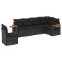 Set aus 6-teiligen Gartensofas und Kissen Kunstrattan schwarz von , Gartensets - Ref: Foro24-3259255, Preis: 411,94 €, Rabatt: %