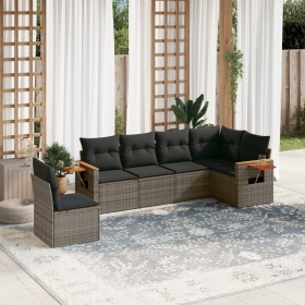 6-piece garden furniture set with gray synthetic rattan cushions by , Garden sets - Ref: Foro24-3259260, Price: 426,71 €, Dis...