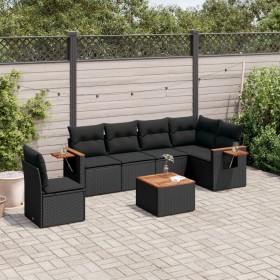 7-teiliges Garten-Essset und schwarze Kissen aus synthetischem Rattan von , Gartensets - Ref: Foro24-3259262, Preis: 454,83 €...