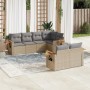 7-piece garden sofa set with gray PE rattan cushions by , Garden sets - Ref: Foro24-3259386, Price: 559,15 €, Discount: %