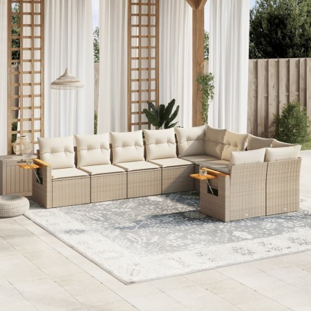 Set de sofás de jardín 9 pzas con cojines ratán sintético beige de , Conjuntos de jardín - Ref: Foro24-3259545, Precio: 817,5...