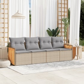 Set Gartensofas mit Kissen 4 Stück synthetisches Rattan beige von , Gartensets - Ref: Foro24-3259854, Preis: 298,46 €, Rabatt: %