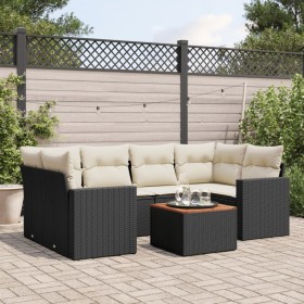 7-teiliges Garten-Esszimmerset und Kissen synthetisches Rattan schwarz von , Gartensets - Ref: Foro24-3224019, Preis: 437,46 ...