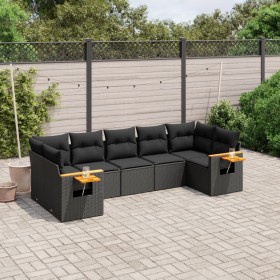 7-teiliges Garten-Esszimmerset und Kissen synthetisches Rattan schwarz von , Gartensets - Ref: Foro24-3259507, Preis: 510,29 ...