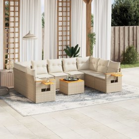 Gartensofa-Set mit beigen Kissen, 10-teilig, synthetisches Rattan von , Gartensets - Ref: Foro24-3259524, Preis: 833,75 €, Ra...