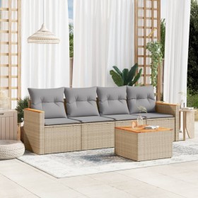 Garden sofa set with 5-piece synthetic rattan beige cushions by , Garden sets - Ref: Foro24-3258181, Price: 338,42 €, Discoun...