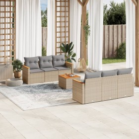 Set of 7-piece garden sofas and beige synthetic rattan cushions by , Garden sets - Ref: Foro24-3258195, Price: 507,99 €, Disc...