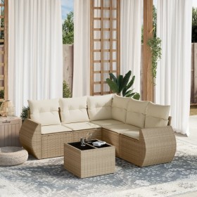 Garden sofa set with cushions 6 pieces beige synthetic rattan by , Garden sets - Ref: Foro24-3253695, Price: 541,80 €, Discou...