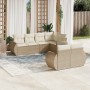 Set of 7-piece garden sofas and beige synthetic rattan cushions by , Garden sets - Ref: Foro24-3253945, Price: 682,63 €, Disc...