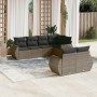 7-teiliges Gartensofa-Set mit grauen PE-Rattan-Kissen von , Gartensets - Ref: Foro24-3253947, Preis: 563,99 €, Rabatt: %