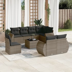 9-teiliges Gartenmöbel-Set und graue synthetische Rattankissen von , Gartensets - Ref: Foro24-3253987, Preis: 683,99 €, Rabat...