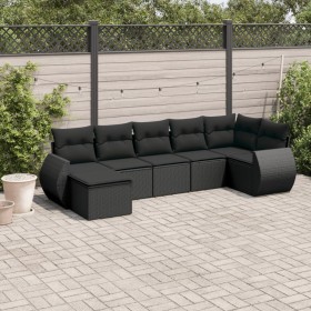 7-teiliges Garten-Essset und schwarze Kissen aus synthetischem Rattan von , Gartensets - Ref: Foro24-3254012, Preis: 464,12 €...