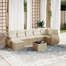 Gartensofa-Set mit beigen Kissen 8 Stück PE-Rattan von , Gartensets - Ref: Foro24-3254025, Preis: 603,12 €, Rabatt: %