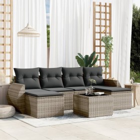 7-piece garden sofa set with gray PE rattan cushions by , Garden sets - Ref: Foro24-3254067, Price: 470,25 €, Discount: %