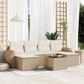 Set sofás de jardín 7 piezas y cojines ratán sintético beige de , Conjuntos de jardín - Ref: Foro24-3254065, Precio: 514,76 €...