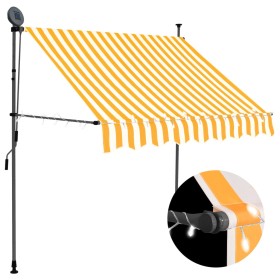 Manual retractable awning with white and orange LED 100 cm by , Awnings - Ref: Foro24-145855, Price: 83,59 €, Discount: %