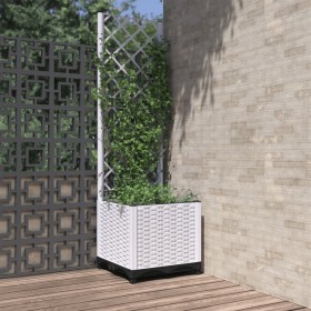 Planter with white PP trellis 40x40x136 cm by , Pots and planters - Ref: Foro24-153280, Price: 50,71 €, Discount: %