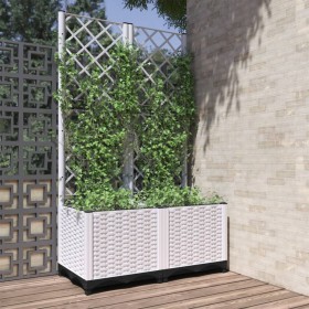 Jardinera con enrejado PP blanco 80x40x136 cm de , Maceteros y jardineras - Ref: Foro24-153282, Precio: 76,04 €, Descuento: %