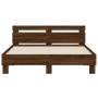 Oak brown engineered wood bed with headboard 150x200 cm by , Beds and slatted bases - Ref: Foro24-3207419, Price: 161,28 €, D...