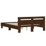 Oak brown engineered wood bed with headboard 150x200 cm by , Beds and slatted bases - Ref: Foro24-3207419, Price: 161,28 €, D...