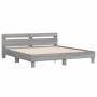 Sonoma gray engineered wood bed with headboard 180x200 cm by , Beds and slatted bases - Ref: Foro24-3207404, Price: 160,88 €,...