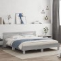 Sonoma gray engineered wood bed with headboard 180x200 cm by , Beds and slatted bases - Ref: Foro24-3207404, Price: 160,88 €,...