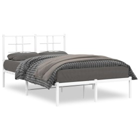 Metal bed frame with white headboard 120x190 cm by , Beds and slatted bases - Ref: Foro24-355607, Price: 77,75 €, Discount: %