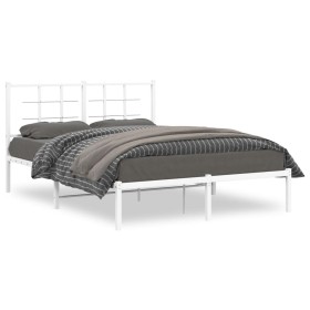 White metal bed frame with headboard 140x200 cm by , Beds and slatted bases - Ref: Foro24-355611, Price: 83,49 €, Discount: %