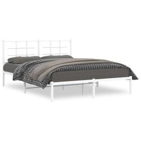 White metal bed frame with headboard 160x200 cm by , Beds and slatted bases - Ref: Foro24-355613, Price: 89,38 €, Discount: %