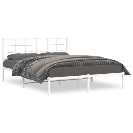 Bettgestell aus weißem Metall mit Kopfteil 160x200 cm von , Betten und Lattenroste - Ref: Foro24-355613, Preis: 95,32 €, Raba...