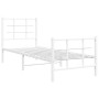 Metal bed frame with headboard and footboard white 75x190 cm by , Beds and slatted bases - Ref: Foro24-355618, Price: 55,87 €...