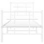 Metal bed frame with headboard and footboard white 75x190 cm by , Beds and slatted bases - Ref: Foro24-355618, Price: 55,87 €...