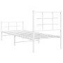 Metal bed frame with headboard and footboard white 75x190 cm by , Beds and slatted bases - Ref: Foro24-355618, Price: 55,87 €...