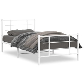 Estructura cama metal con cabecero y pie cama blanca 107x203 cm de , Camas y somieres - Ref: Foro24-355624, Precio: 64,99 €, ...