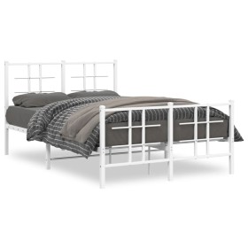 Estructura cama metal con cabecero y estribo blanco 120x200 cm de , Camas y somieres - Ref: Foro24-355626, Precio: 90,16 €, D...