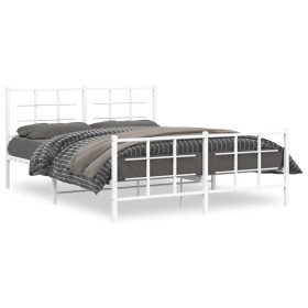 Estructura cama metal con cabecero y estribo blanco 150x200 cm de , Camas y somieres - Ref: Foro24-355630, Precio: 95,37 €, D...