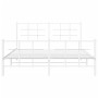 Metal bed frame with headboard and white footboard 150x200 cm by , Beds and slatted bases - Ref: Foro24-355630, Price: 95,37 ...