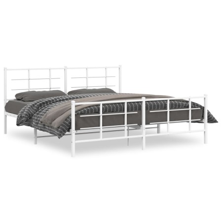 Estructura cama metal con cabecero y estribo blanco 180x200 cm de , Camas y somieres - Ref: Foro24-355632, Precio: 111,83 €, ...